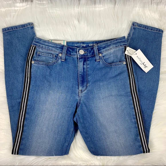 🔥MAISON JULES🔥RACING-STRIPE DENIM SKINNY BLUE JEANS SIZE 29 NWT - Picture 4 of 6